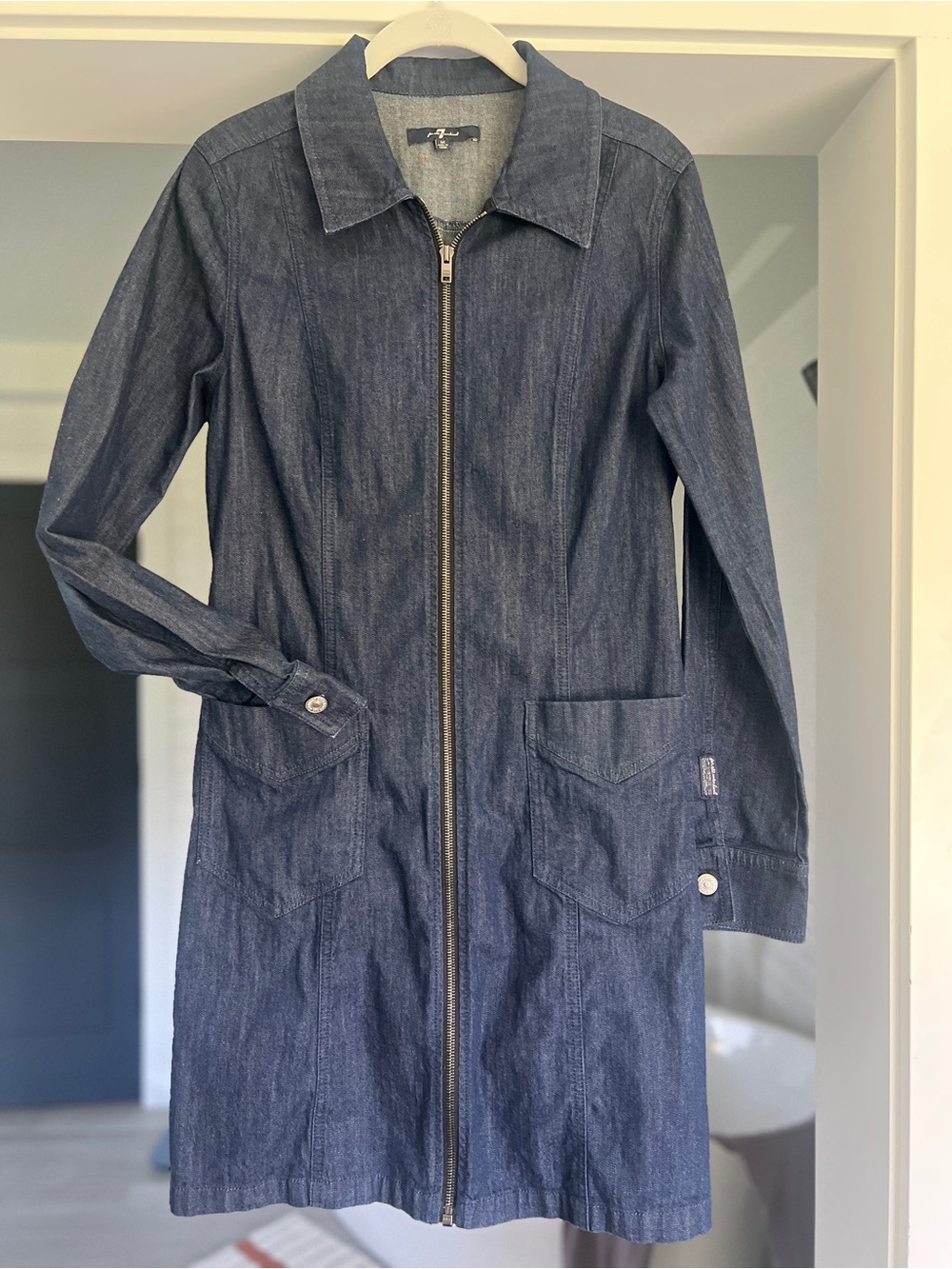 7 For All Mankind Luxe Vintage Denim Dress Medium - Picture 5 of 7